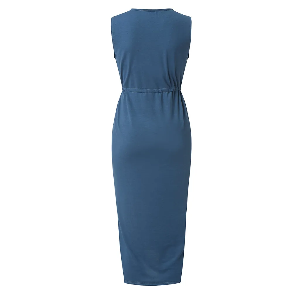 SAGACE однотонное элегантное платье для беременных летнее без рукавов женщин