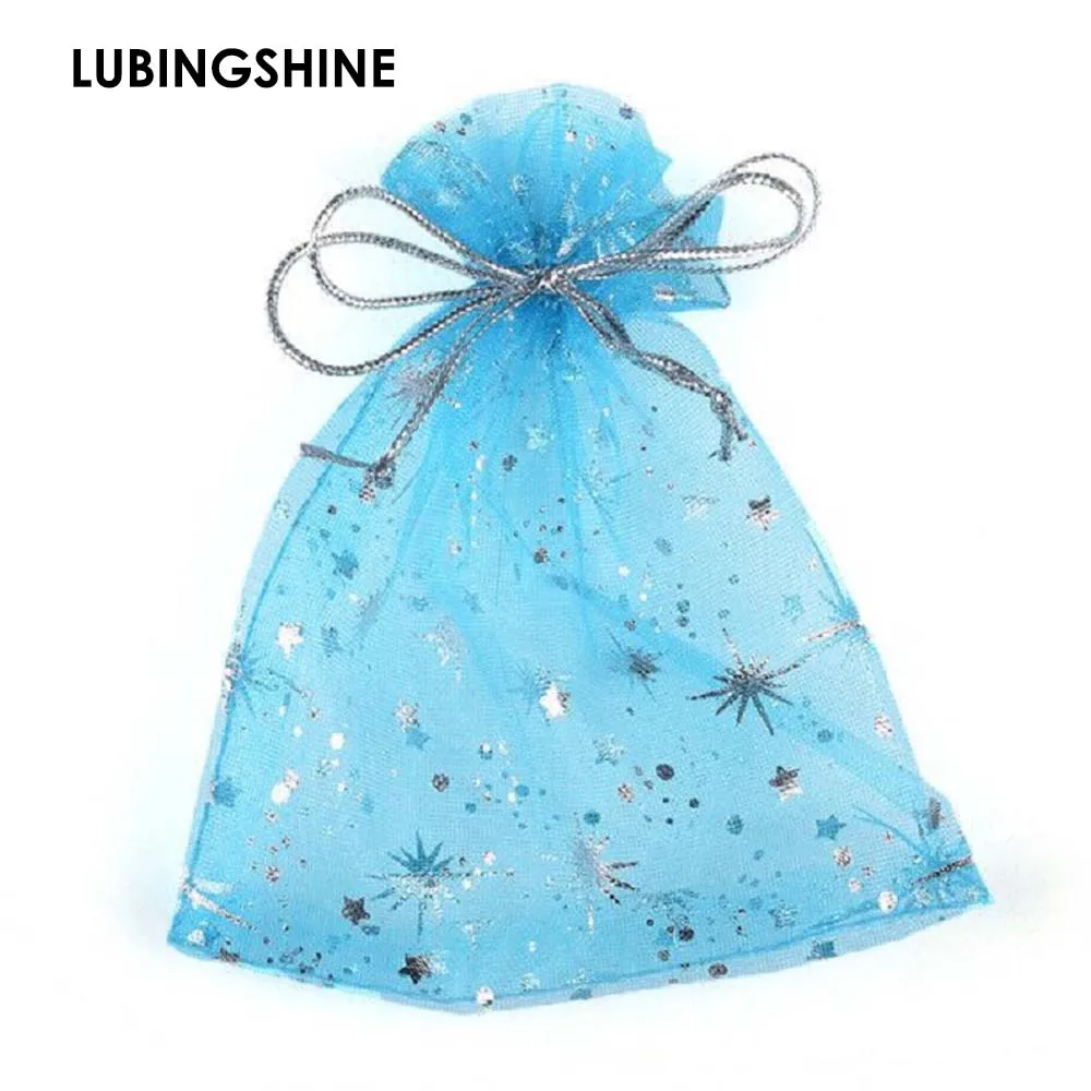 Высококачественные модные мешочки из органзы со звездами 9 х12 см красивые пакеты