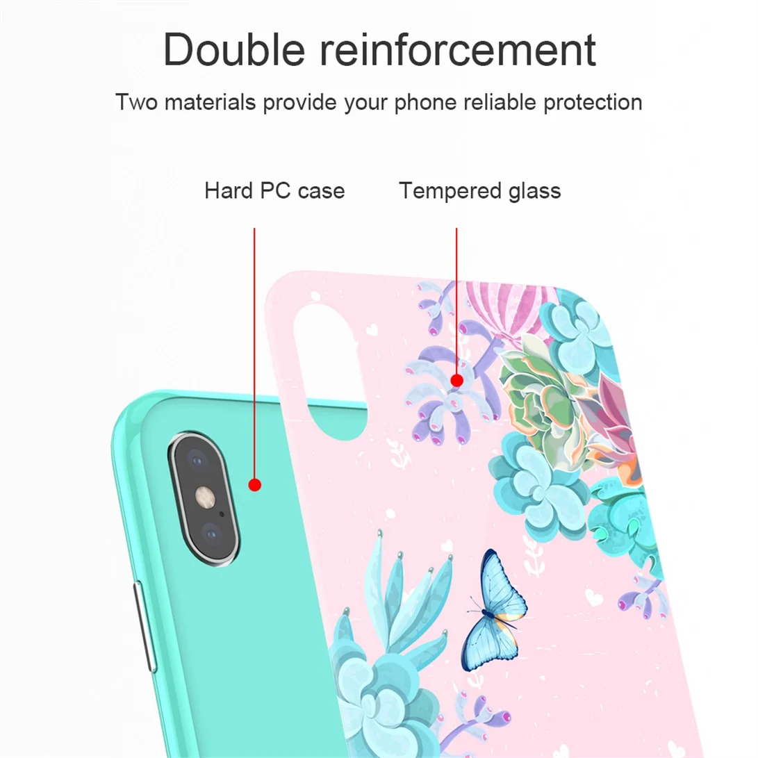 Для iPhone XS чехол для Max XR NILLKIN цветочный чехол s Жесткий ПК+ зеркало пасторальный стиль дизайн закаленное стекло задняя крышка для iPhone XS Max