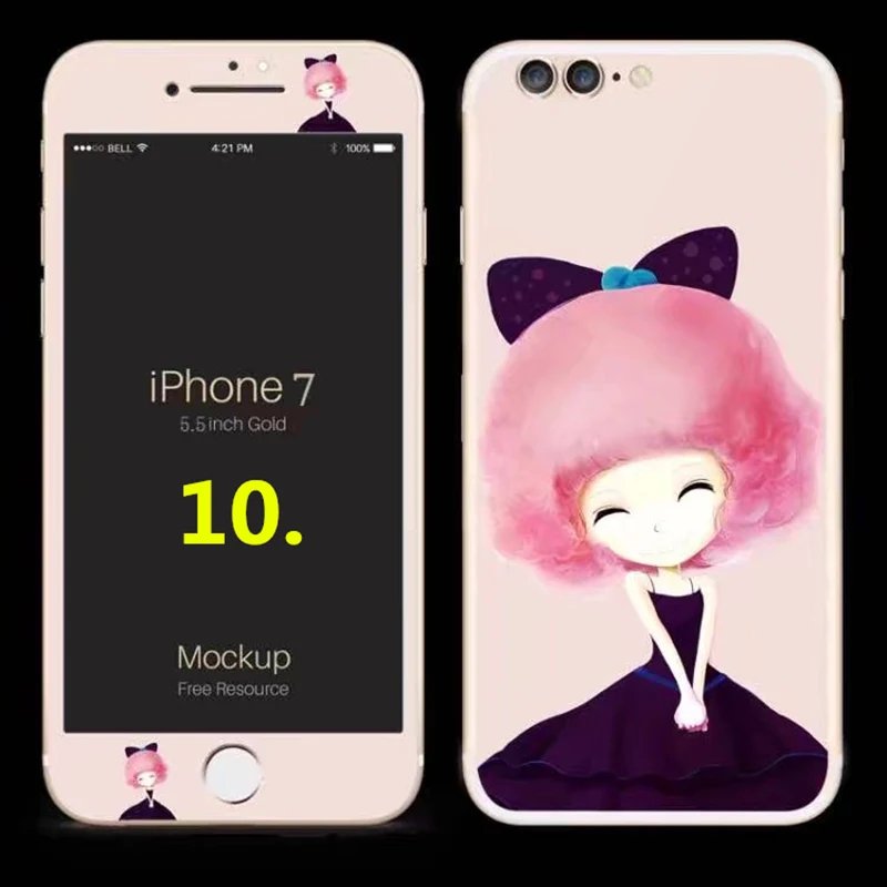 10 pcs 9H HD beautiful girl pattern Front + Back Tempered Glass For iPhone 6 6s plus Mobile phone cover screen protection film | Мобильные