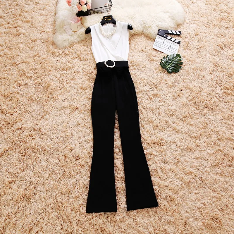 2019 Летний Новый женский полосатый костюм с принтом воротник без рукавов Талия