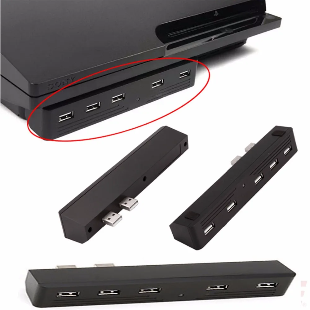 Черный 5 портов USB 2,0 концентратор 5 в 1 USB конвертер для Playstation PS3 и sony PS3 тонкий консолей высокоскоростной адаптер 2 до 5 5X usb-хаб