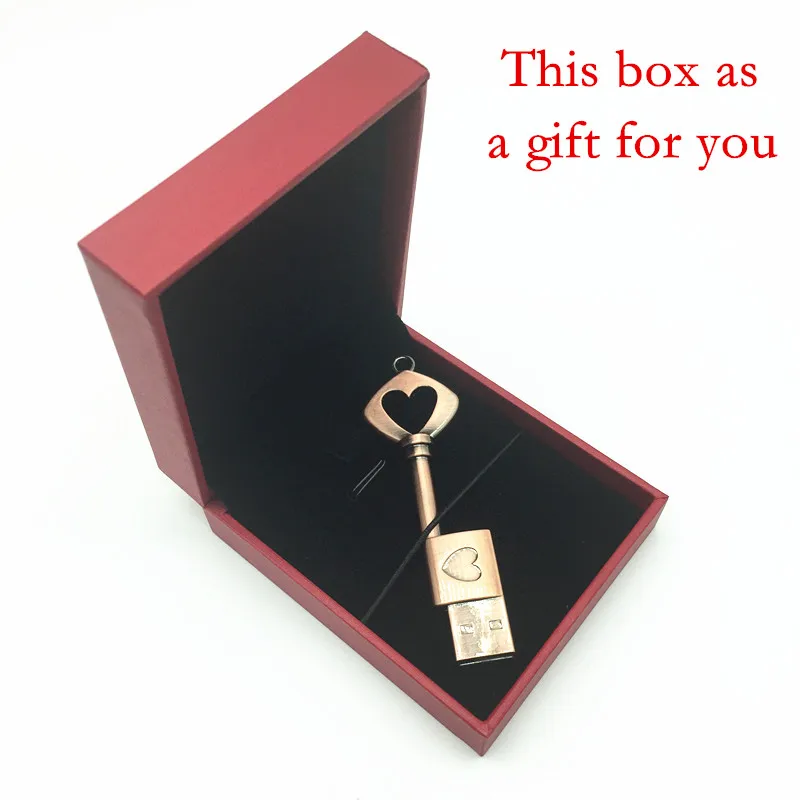 USB флеш-накопитель с сердечком+ коробки для ювелирных изделий 4 ГБ 8 ГБ 16 ГБ 32 ГБ 64 ГБ Флешка карта памяти usb флешка ручка-накопитель водонепроницаемый металлический ключ - Цвет: 1