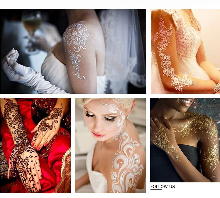 Индийская хна паста конусы металлическая/Серебристая белая блесточка mehndi Лазерная пудра крем для свадьбы свадебные вечерние тела художественная живопись