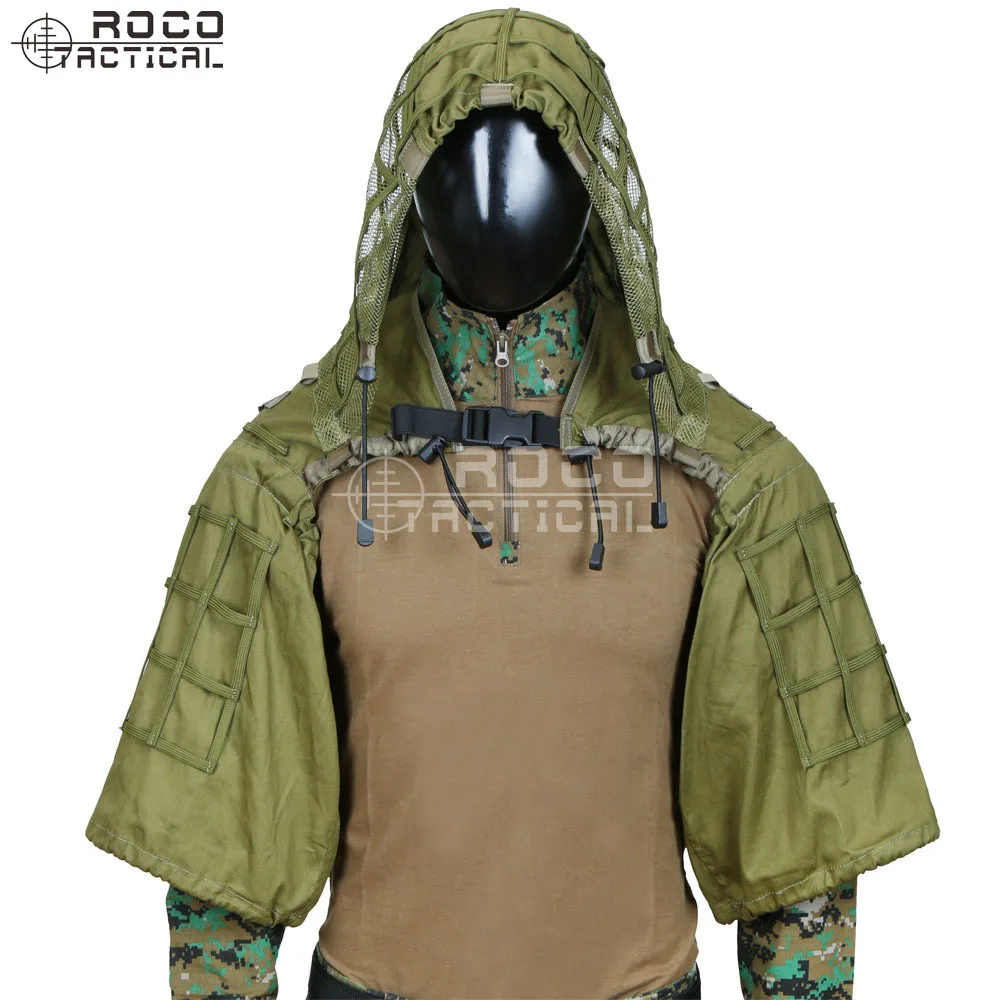 ROCOTACTICAL военный Снайпер Ghillie Viper Hood Combat Ghillie Suit Foundation Custom Ghillie Hood Jacket камуфляж, лесная местность