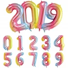 Декоративные шары для дня рождения радужные с цифрами 16, 32 дюйма, серебряные, розовое золото, 0-9 цифр, фольга, свадебные вечерние украшения для взрослых