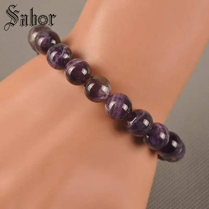 Модный Эластичный браслет ювелирные изделия для женщин 8 мм Фиолетовый Кристалл