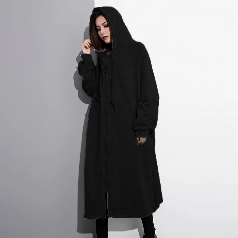 

ZANZEA Fashion Sweatshirt Vestido Women Autumn Outwear Coat Casual Hoodies Long Sleeve Loose Solid Jacket Hooded Windbreaker