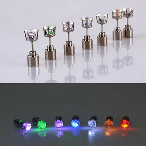 HOT SALE New Dazzling Earring Ear Stud Cool Colorful LED Luminous for DJ Dance Party Bar Bijouterie Trinket Charms  fine jewelry
