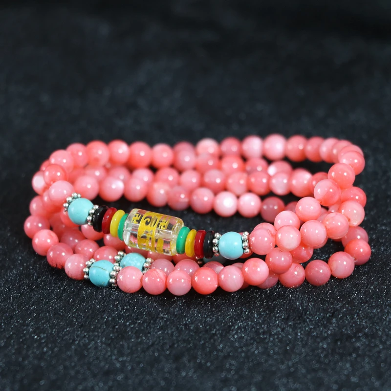 

Charms yellow red blue conch shell round beads long bracelets 6mm multilayer bracelet 108 beads new fashion women jewelry B793