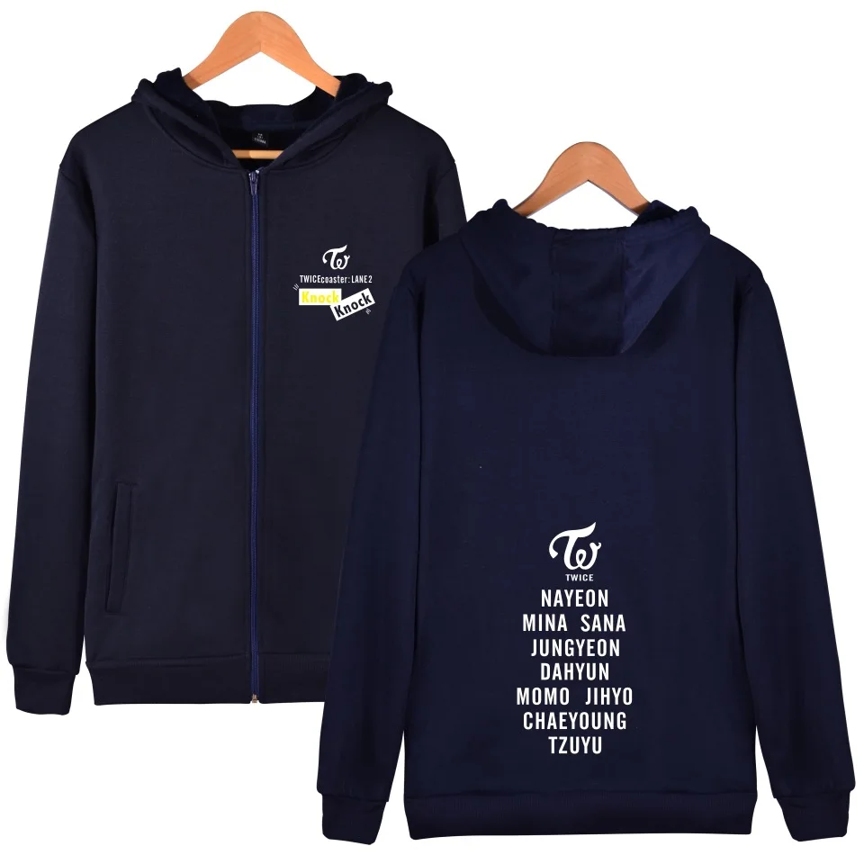 

KPOP TWICE What Is Love Album Hoodies Women Na Yeon Letter Print Hip Hop Hooded Zipper Sweatshirt Slim Fit Hoody Jacket Female