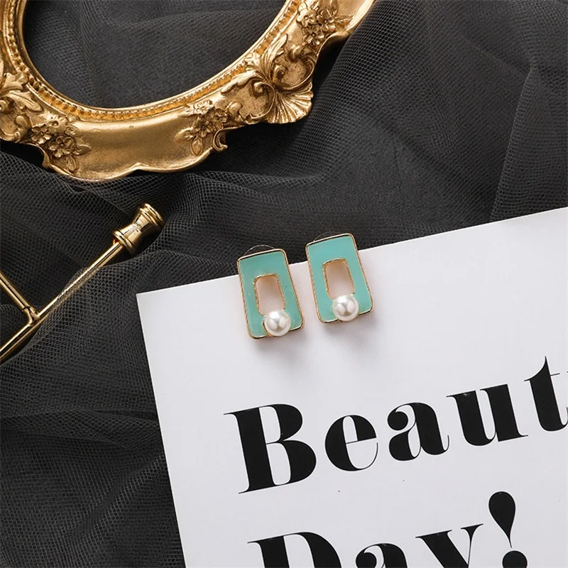 Корейская мода геометрические акриловые резиновая жемчужина ожерелье и серьги