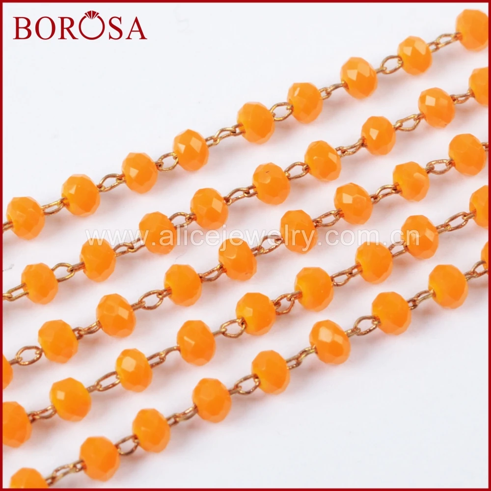 BOROSA оптовая продажа 5 метров золотой или серебряный цвет 3 мм оранжевые