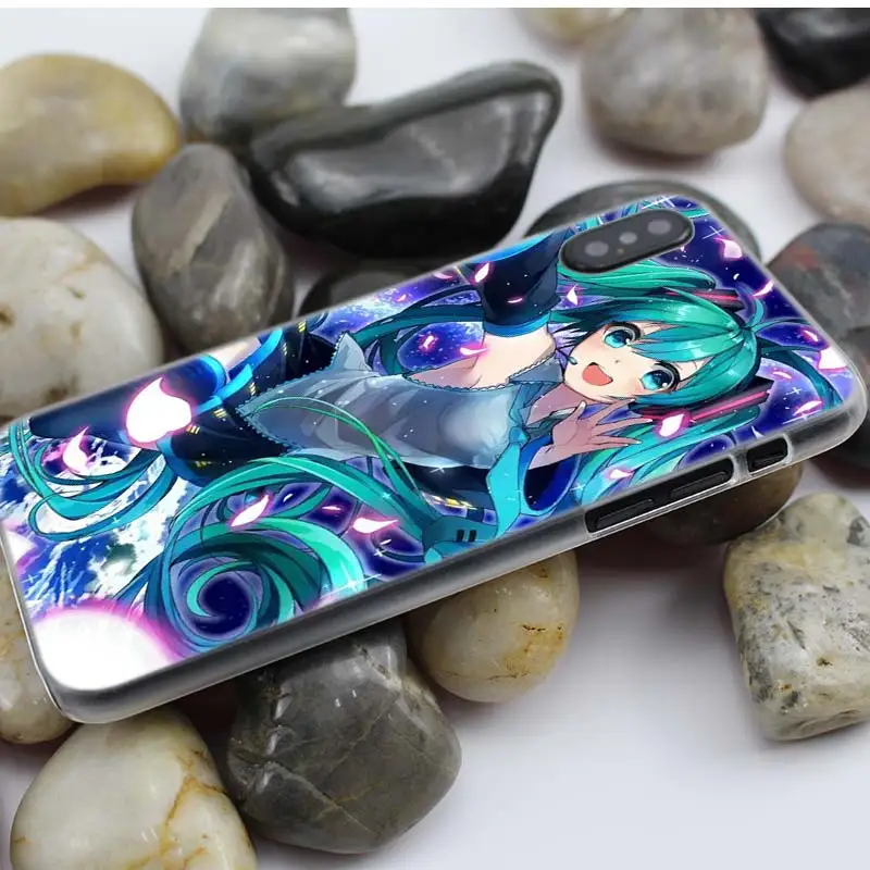 Жесткий пластиковый чехол с Аниме Хацунэ Мику для iPhone XS Max XR X 10 7 8 6 6S Plus 5S SE 5 4S 4 5C, прозрачный чехол для телефона