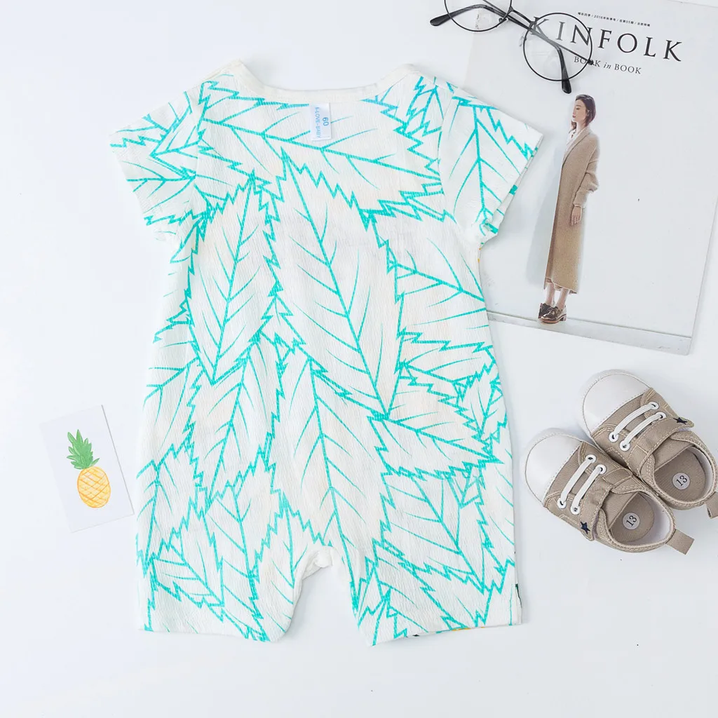 Комбинезон для новорожденных мальчиков и девочек с принтом в виде листьев букв