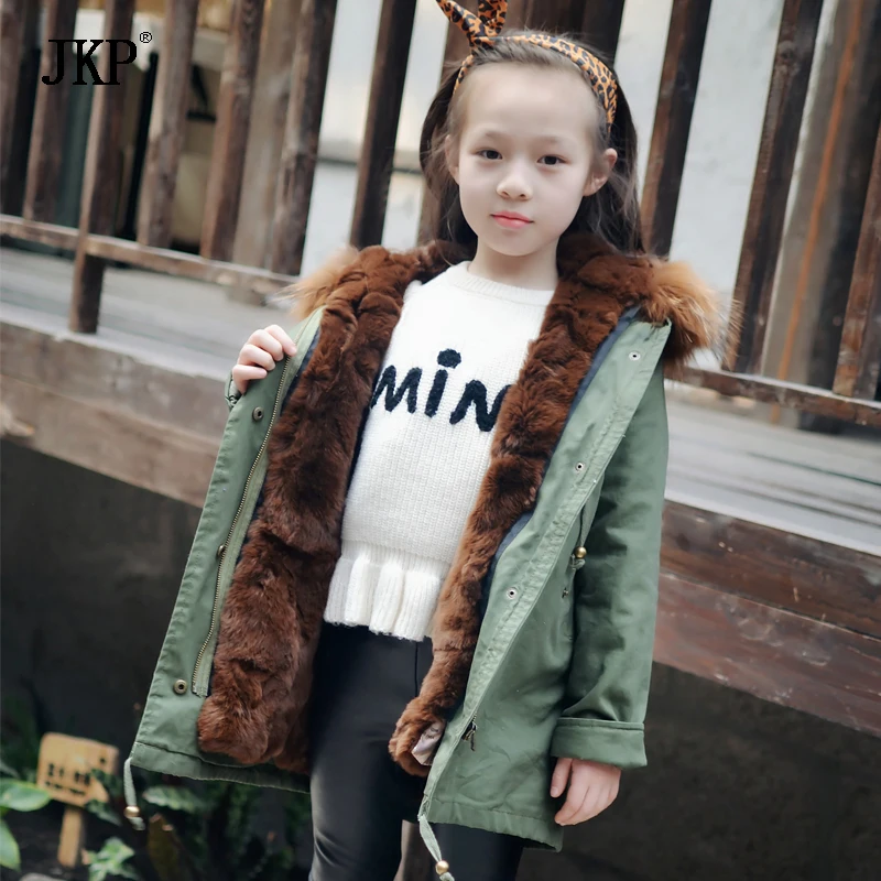 2017 на детей цвет: армейский пальто Дети вкладыш настоящая одежда из кроличьего