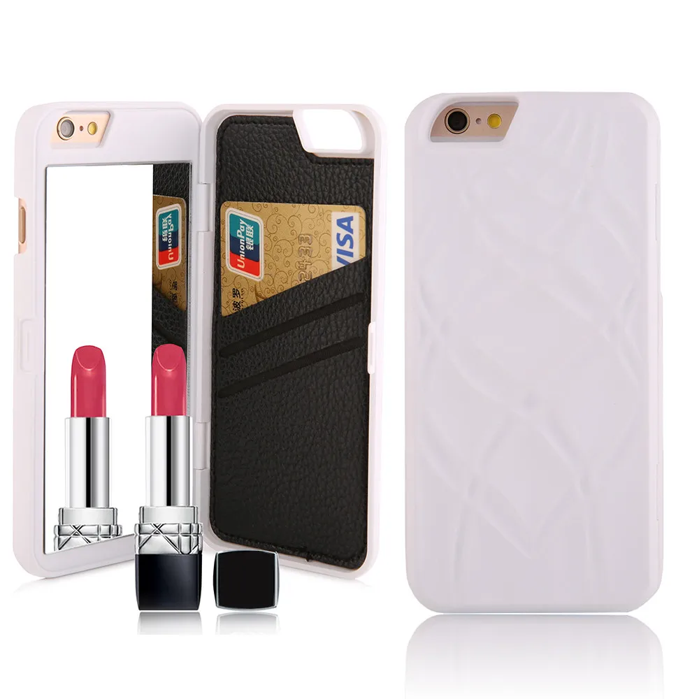 Леди зеркало для макияжа чехол для coque iPhone 8 7 6s Plus 6 plus 5 5S SE кожаный чехол-портмоне для карточек kickstand Filp чехол