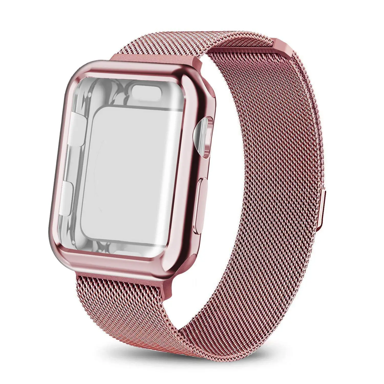 Ремешок из нержавеющей стали + чехол для apple watch Milanese Loop band 4 40 мм 44 38 42 Защитный