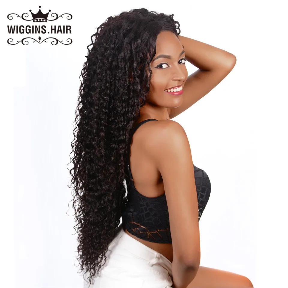 Wiggins 360 Lace Wig Brazilian Deep Wave Front Remy Wigs 150 180 250 Density Preplucked for Women | Шиньоны и парики