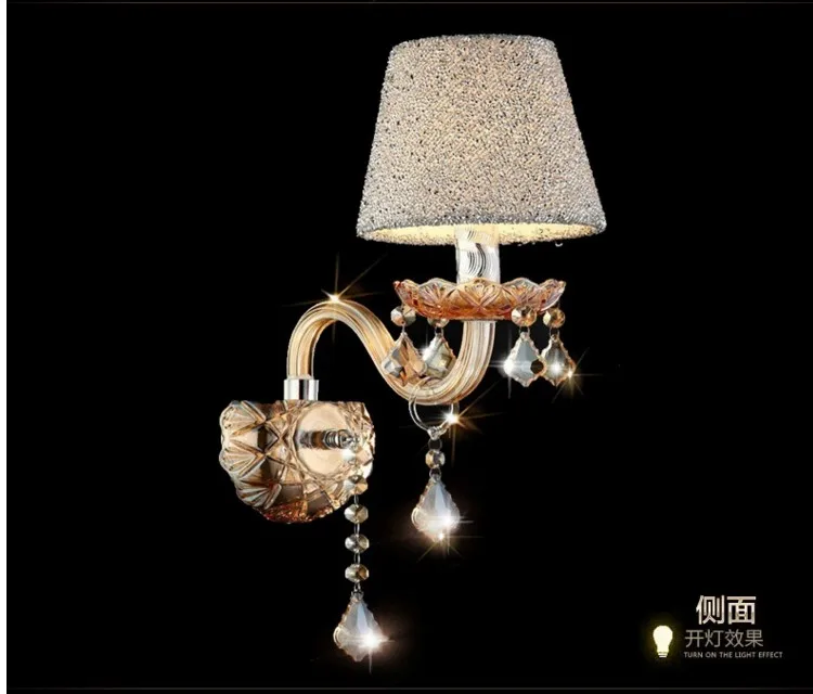 Модная Хрустальная настенная лампа k9 Настенные светильники с 1/2 ручками бра для