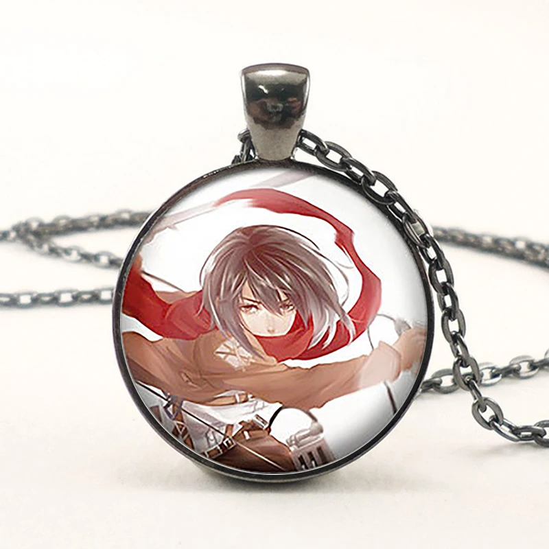 Ожерелье с кабошоном из стекла Леви Аккермана атаки на Титанов|black pendant|attack onattack on