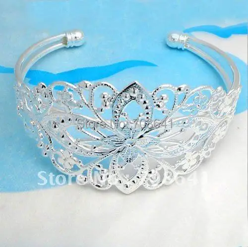 Новые посеребренные латунные филигранные цветы без надписей браслет браслеты