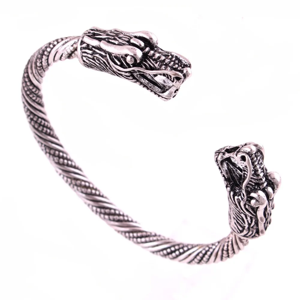 Norse Viking Mjolnir головка дракона витой кабель браслет манжета языческие украшения|bangle
