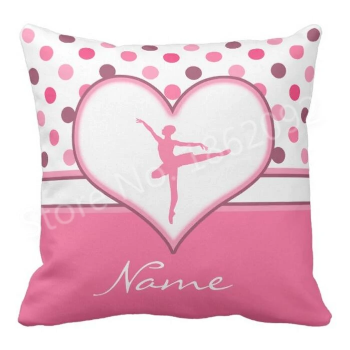 Персонализированные вишня розовое балетное Подушка Чехол пользовательское имя