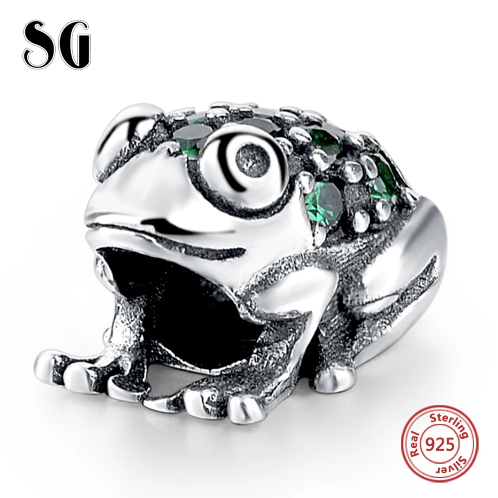 Green Crystal Frog Silver Pendant Beads Fit Authentic Pandora Bracelet 925 Original Dangle Charms Fashion Jewelry Gifts | Украшения и