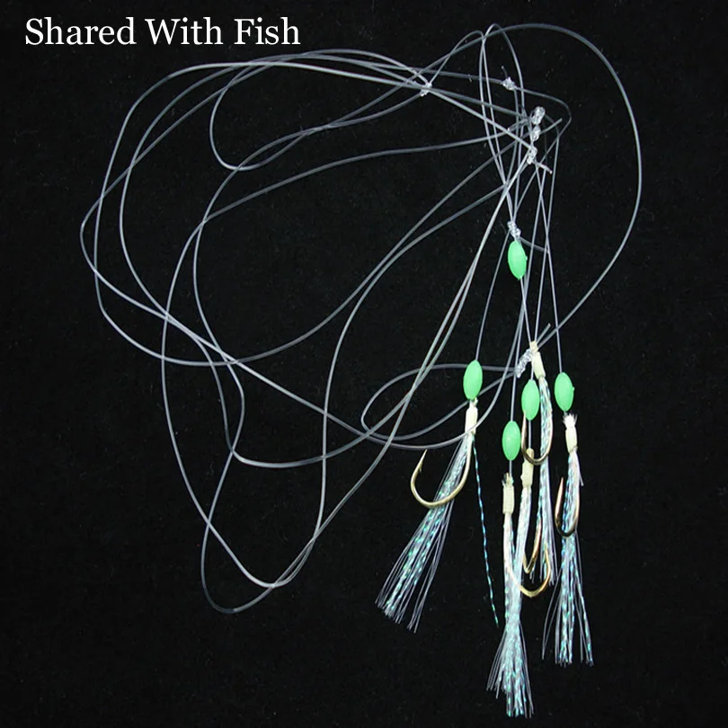 

Shared With Fish 5set\lot tied with barbed wire line crystal bright 15# string hook Fishing hooks Tackle Accessories