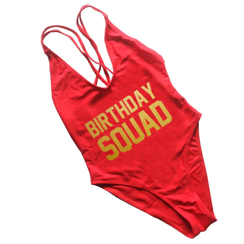 Swimsuit Women One Piece Swimwear Womens Swim wear Custom Letter Birthday Squad Bathing Suit Party Bodysuit Sexy Monokini