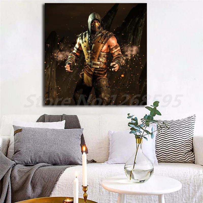 Настенный постер Hellfire Scorpion Mortal Kombat на холсте декоративная картина для гостиной