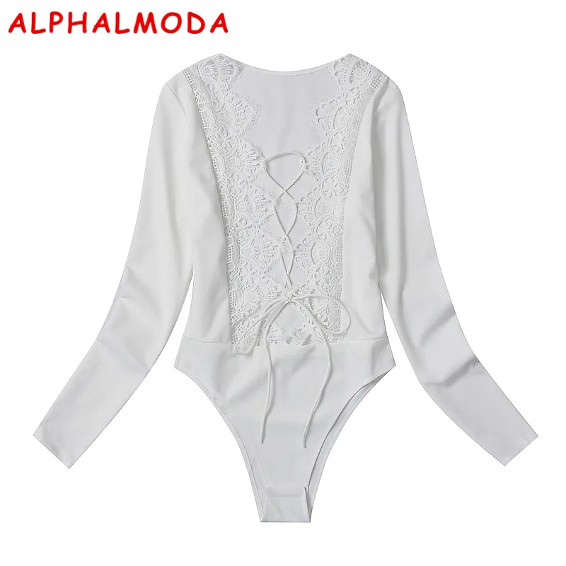Женский облегающий боди ALPHALMODA с глубоким треугольным вырезом и перекрестной