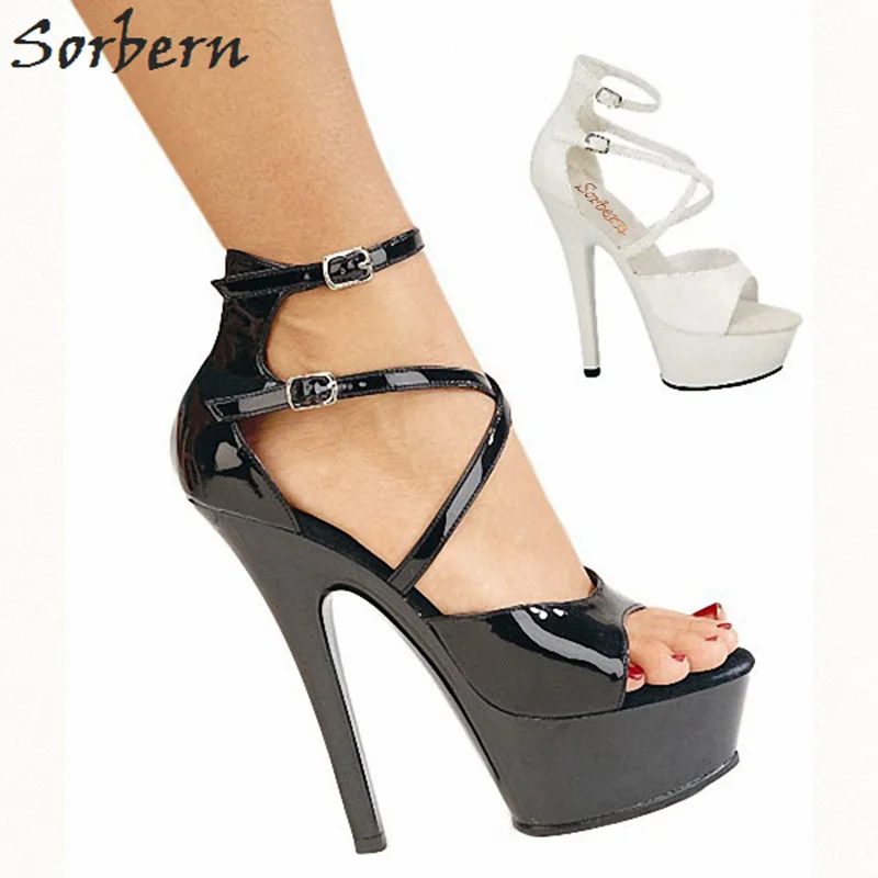 Sorbern Custom Color Sandals Womens Platform Whit Spike Heel Shoes Strap Up Heels For Women Sandalias Summer Sexy Party Wear | Обувь