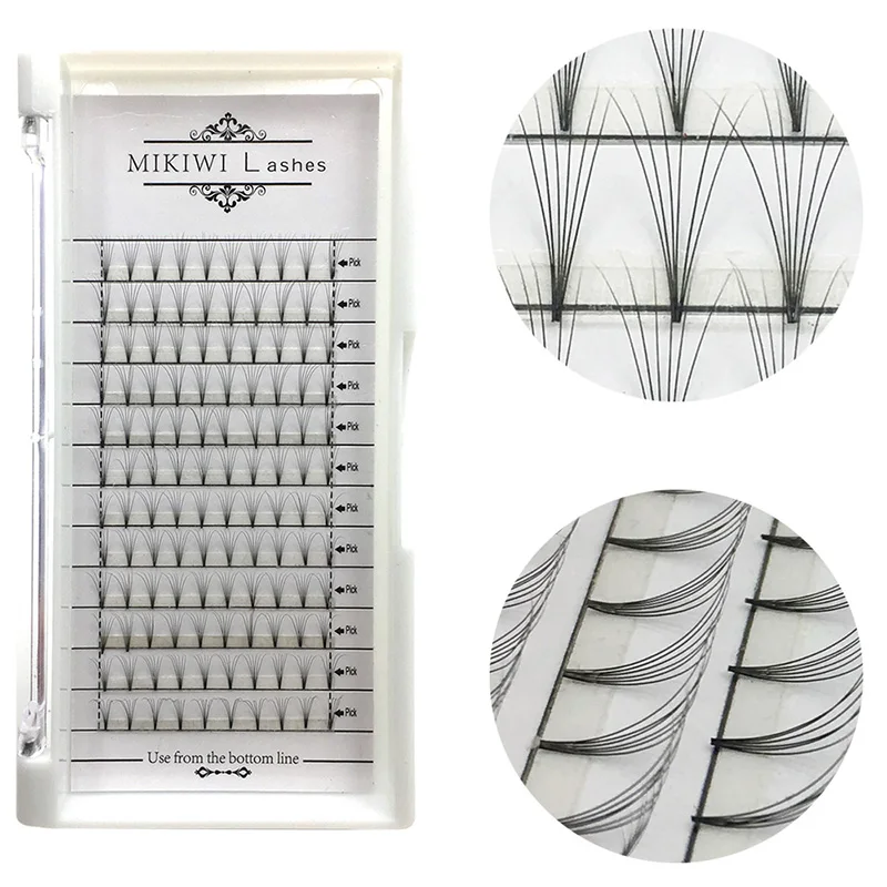 MIKIWI русские объемные ресницы ручной работы готовые вентиляторы 3D 0 07 мм 12 рядов