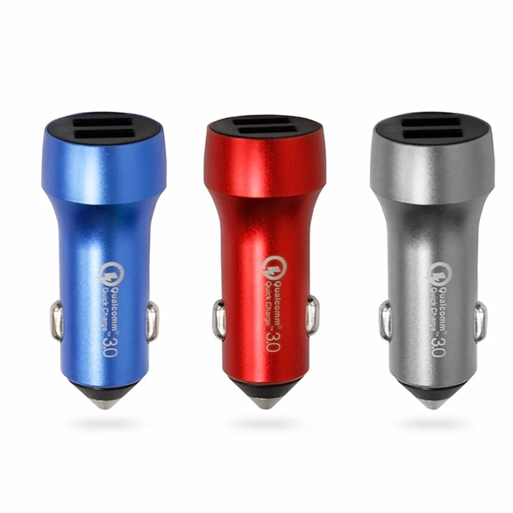 OONHUA 2 USB порта портативное металлическое автомобильное зарядное устройство QC3.0
