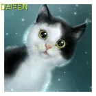 Полноразмерная Алмазная вышивка, милая 5D Милая Белая и черная кошка, алмазная живопись сделай сам, вышивка крестиком, полноразмерная круглая Алмазная мозаика