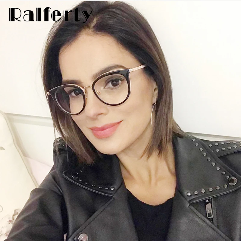 Ralferty Модные прозрачные очки женские оптические корректирующие очки при близорукости оправа Zero Point очки F92183