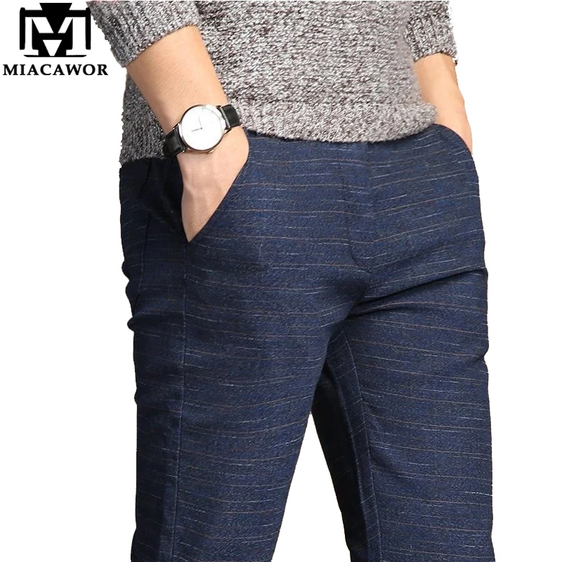 

MIACAWOR Casual Pants Men High Quality Moletom Masculino Elastic Slim Fit Pantalones Hombre Trousers Male Plus Size 38 K111