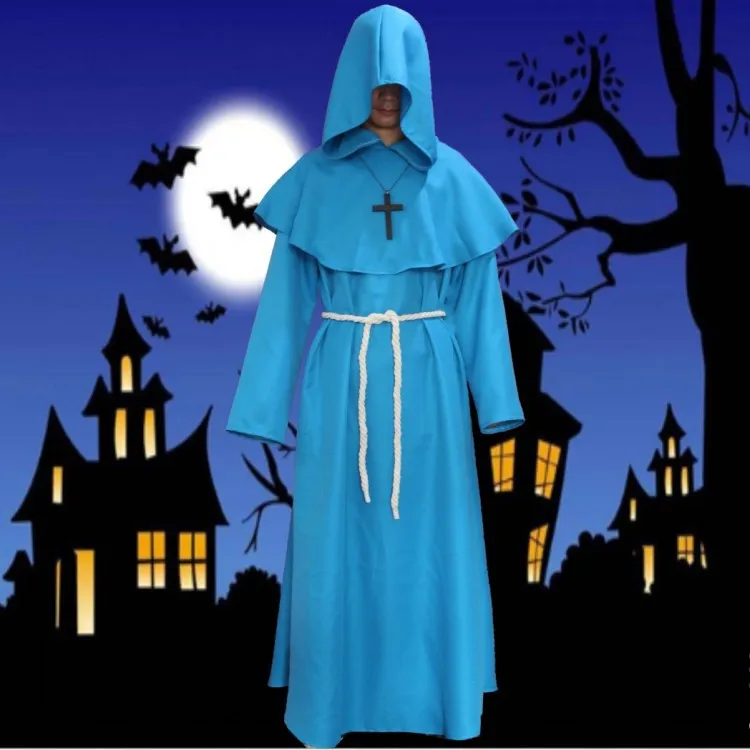 Middle Ages Renaissance Adults cosplay costume Monks pastor Robe exorcism Friar Halloween party unisex Cloak Cape Gown | Тематическая