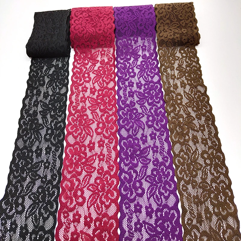 Высококачественные эластичные кружевные ткани 1 ярдов с цветочным узором ленты