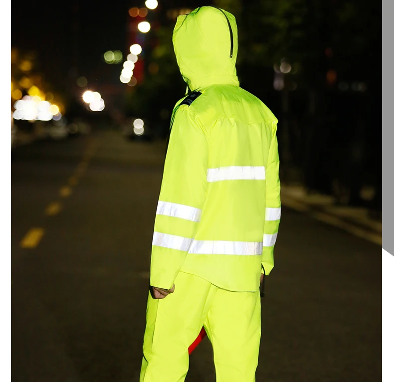 HI VIS Светоотражающий дождевик дорожное строительство экологическая форма плащ водонепроницаемая верхняя куртка с логотипом печать