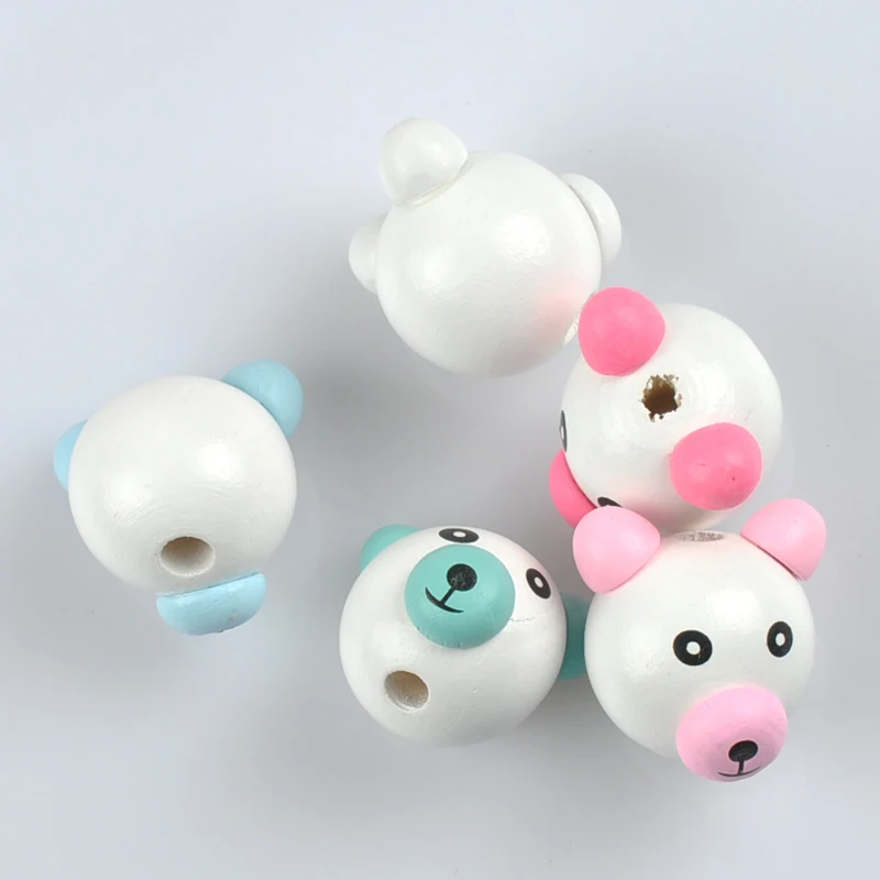 29 мм 5 шт смешанные цвета с рисунком медведя деревянные бусины для изготовления