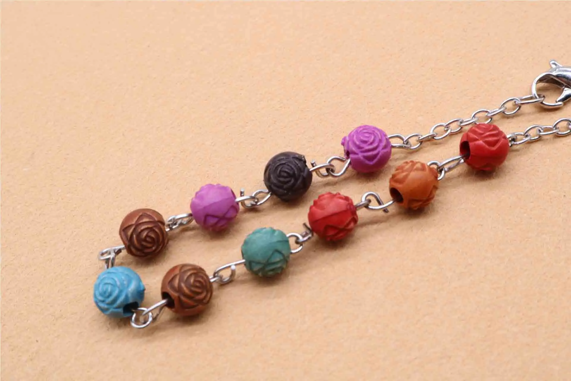 TZK Смола 8 мм Красочные розы браслет. Розовый браслет четки Девы Марии. Молитесь за