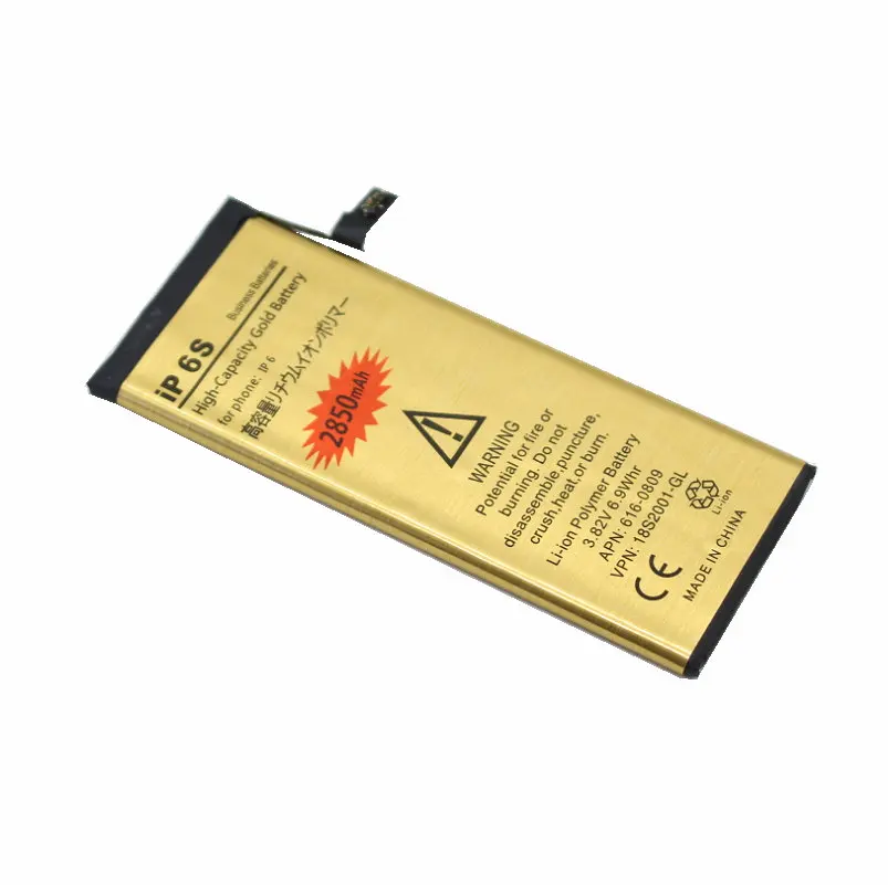 100 шт./лот 3 82 V 2850mAh 0 цикл Высококачественный золотой Сменный аккумулятор для iPhone 6S