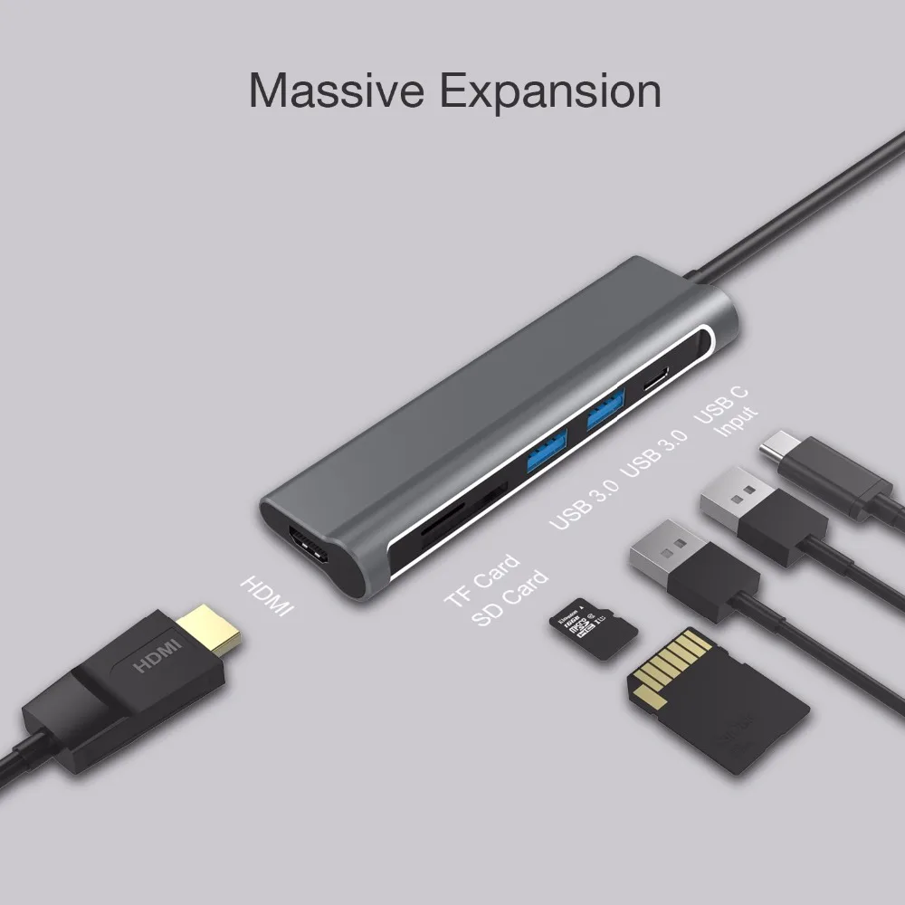 DZLST USB C концентратор для type-C зарядка PD 3 0 SD/TF кардридер HDMI MacBook samsung S9/S8/S9 + huawei P20 Pro