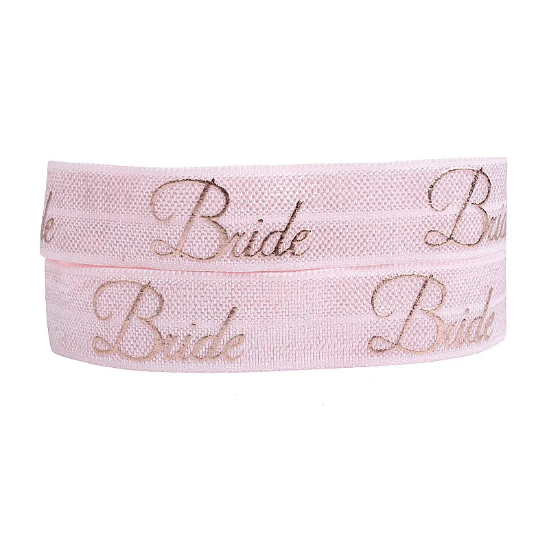 100 ярдов/партия) надпись «Bride Tribe» тема rose gold фольгированная металлизированная печатных враг складной эластичный для завязанный резинка для волос