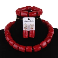fashion fine bridal jewelry set red 15 16 mm red coral beads bracelet earrings and necklace set free ship 2018 jewellery sets