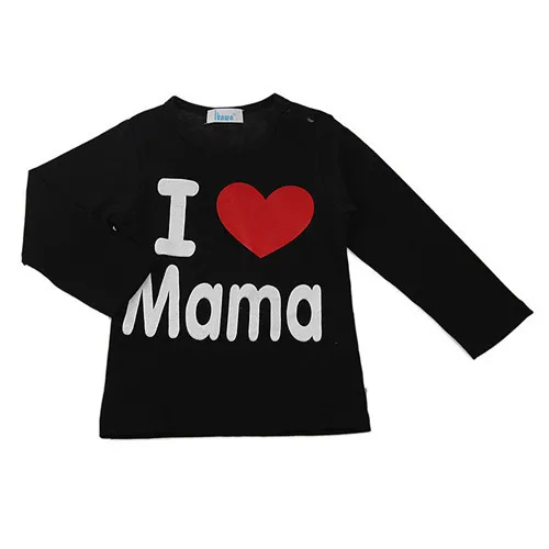 black-mama Футболки для девочек, детская одежда для новорожденных, рубашка для мальчиков и девочек, одежда с длинными рукавами, Детские футболки, 1 шт./партия, ABT-TX03-1P - Цвет: black-mama