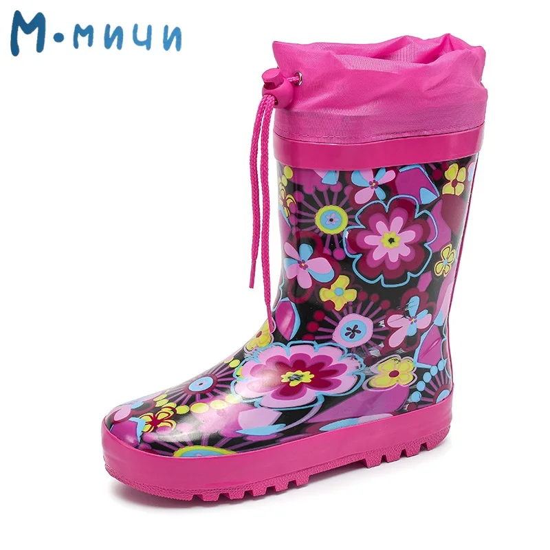 ML8009C-16 Отправить от России) Mmnun детей непромокаемые ботинки Новинка года резиновые сапоги теплые резиновые сапоги детские сапоги на резиновой подошве мальчиков водонепроницаемая обувь Дети сапоги - Цвет: ML8009C-16